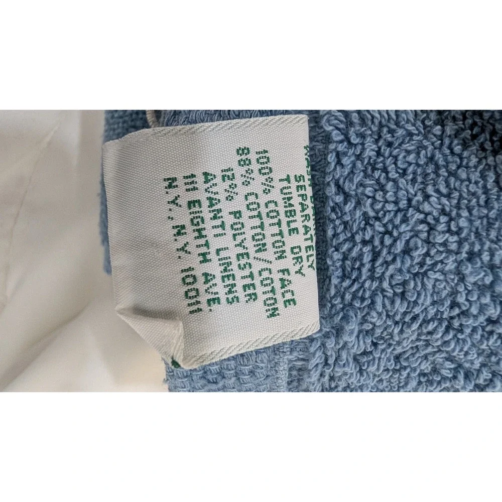 Laura Ashley For Avanti Blue Bath Towel White Eyelet Lace Trim Vintage Decor